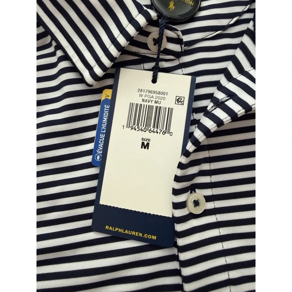 Polo Golf Ralph Lauren KPMG Women's PGA Shirt Medium Stripe UV Protection Golf T